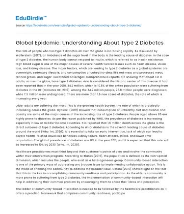 Global Epidemic: Understanding About Type 2 Diabetes