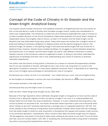 Chivalry in Sir Gawain and the Green Knight: Analysis