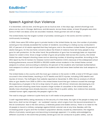 Speech Against Gun Violence