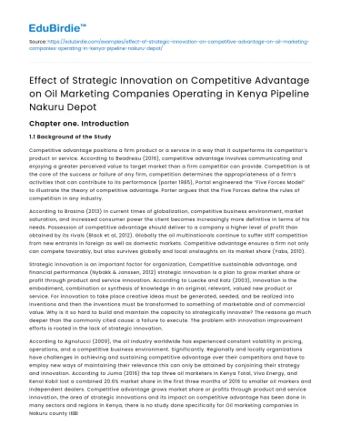 Strategic Innovation and Competitive Advantage in Kenyan Oil Marketing