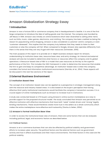 Amazon Globalization Strategy Essay