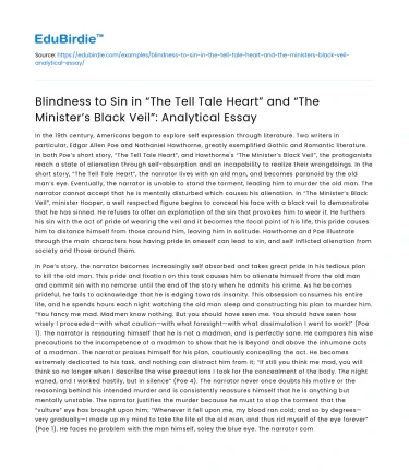 Blindness to Sin in Gothic Literature