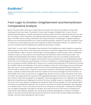 From Logic to Emotion: Enlightenment and Romanticism Comparative Analysis