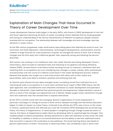 Changes in Career Development Theory Over Time