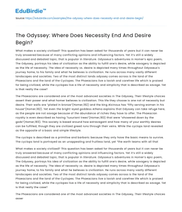 The Odyssey: Where Does Necessity End And Desire Begin?