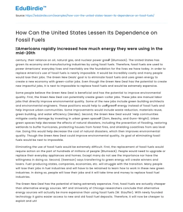 How Can the United States Lessen Its Dependence on Fossil Fuels