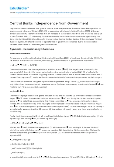 Central Banks Independence from Government