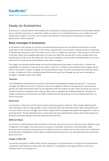 Essay on Economics