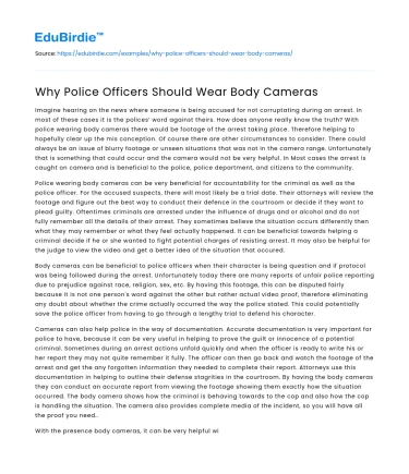 Why Police Officers Should Wear Body Cameras