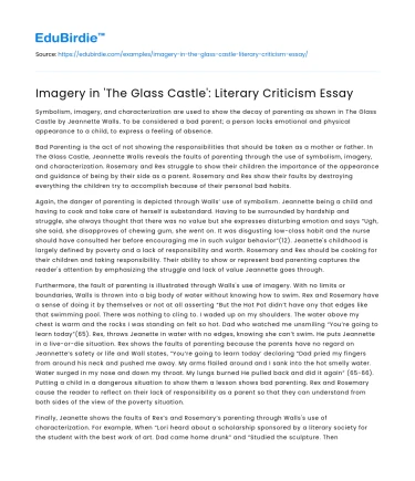 Imagery in ‘The Glass Castle’: Literary Criticism Essay