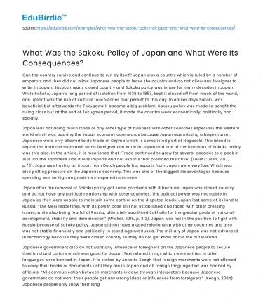 What Was the Sakoku Policy of Japan and What Were Its Consequences?