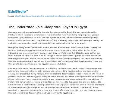 Cleopatra’s Overlooked Impact on Ancient Egypt