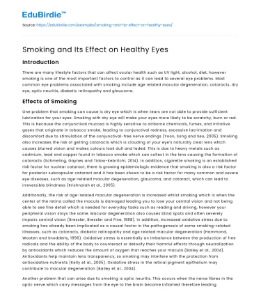 Smoking and Its Effect on Healthy Eyes