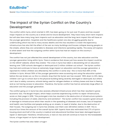 The Impact of the Syrian Conflict on the Country’s Development