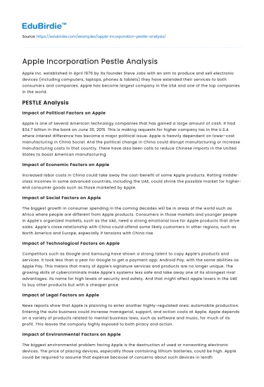 Apple Incorporation Pestle Analysis