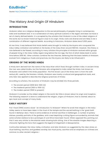 The History And Origin Of Hinduism