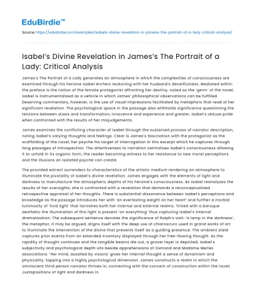 Isabel’s Divine Revelation in The Portrait of a Lady: Analysis