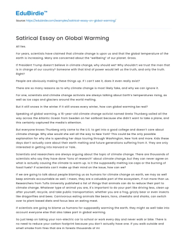 Satirical Essay on Global Warming