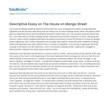 Descriptive Essay on The House on Mango Street
