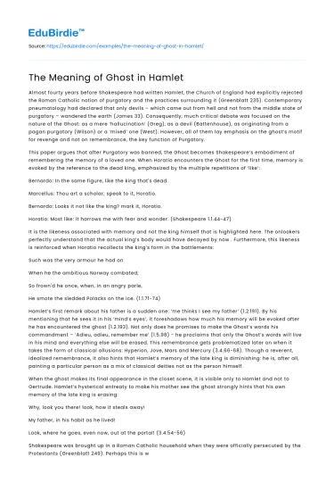 The Meaning of Ghost in Hamlet