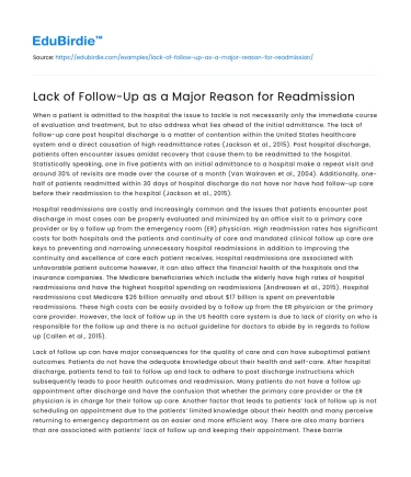 Lack of Follow-Up as a Major Reason for Readmission