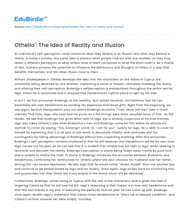 Othello’: The Idea of Reality and Illusion