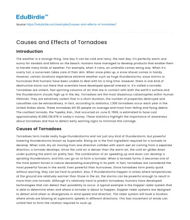 Causes and Effects of Tornadoes