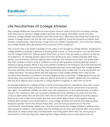 Life Peculiarities Of College Athletes