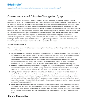 Consequences of Climate Change for Egypt