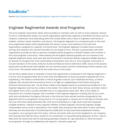 Engineer Regimental Awards And Programs