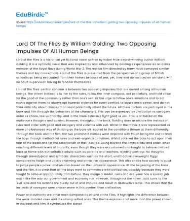 Lord of The Flies: Two Human Impulses