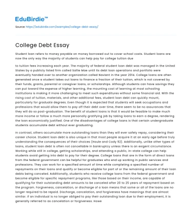 College Debt Essay