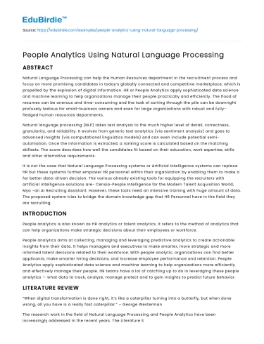 People Analytics Using Natural Language Processing