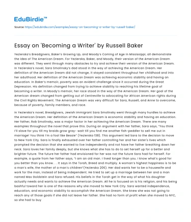 Essay on ‘Becoming a Writer’ by Russell Baker