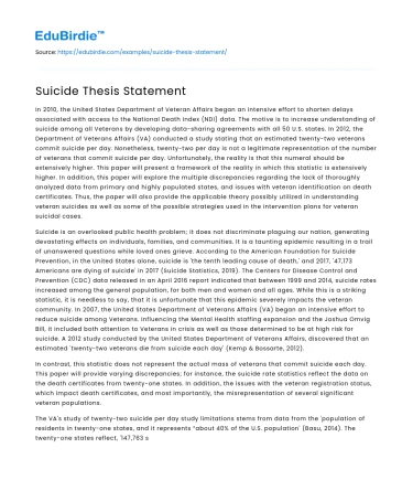 Suicide Thesis Statement