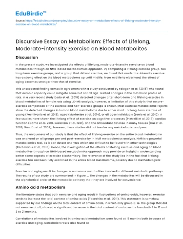 Effects of Lifelong Exercise on Blood Metabolites