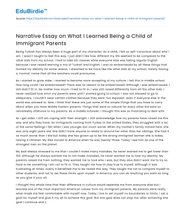 Narrative Essay on What I Learned Being a Child of Immigrant Parents