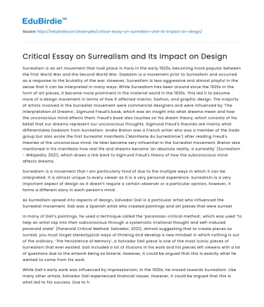 Critical Essay on Surrealism and Its Impact on Design