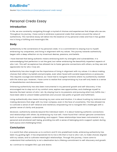 Personal Credo Essay