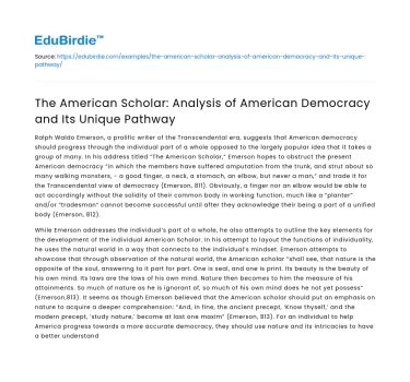 American Scholar: Analysis of US Democracy’s Unique Pathway