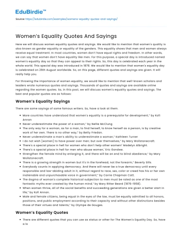 Women’s Equality Quotes And Sayings
