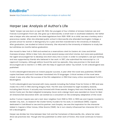 Harper Lee: Analysis of Author’s Life