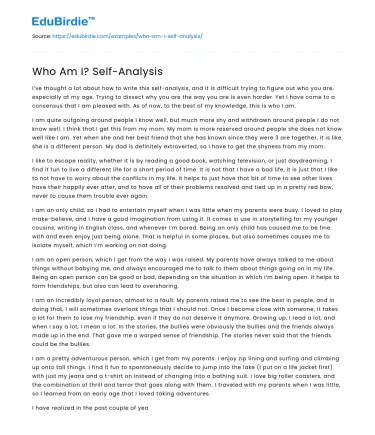 Who Am I? Self-Analysis
