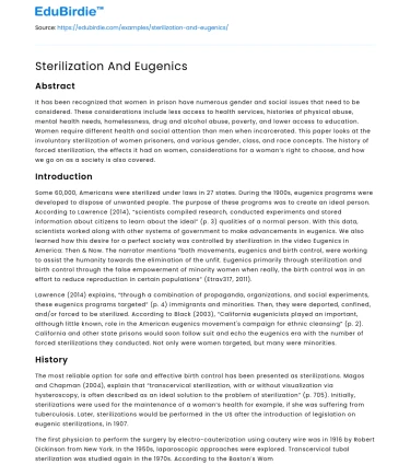 Sterilization And Eugenics