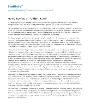 Movie Review on ‘Citizen Kane’
