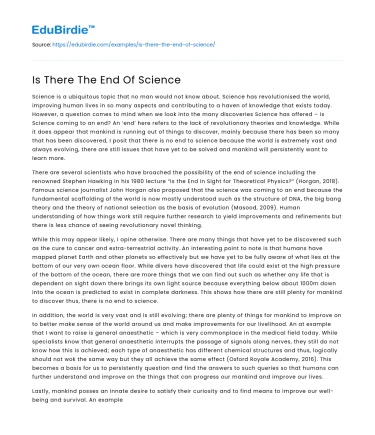 Is There The End Of Science