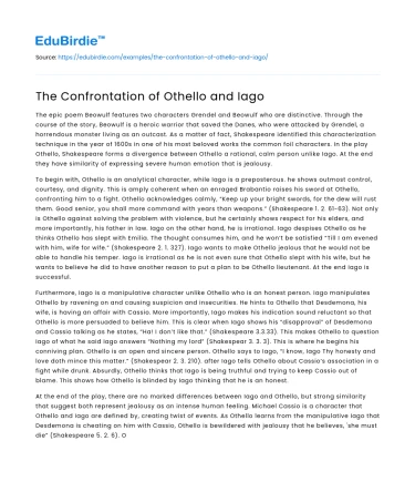 The Confrontation of Othello and Iago