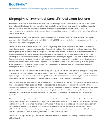 Immanuel Kant: Philosopher and Legacy