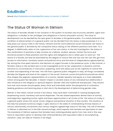 The Status Of Woman In Sikhism