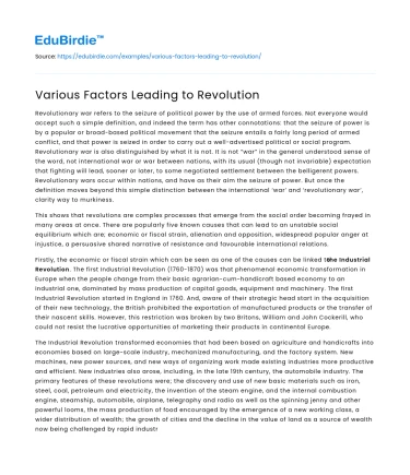 Various Factors Leading to Revolution